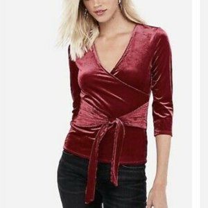 Express One Eleven Ribbed Wrap Front Blouse NWT